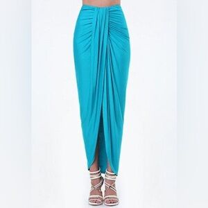 Bebe Draped Teal Maxi Skirt